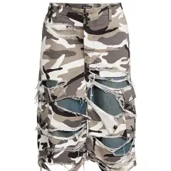 Balenciaga Ripped Camo Shorts